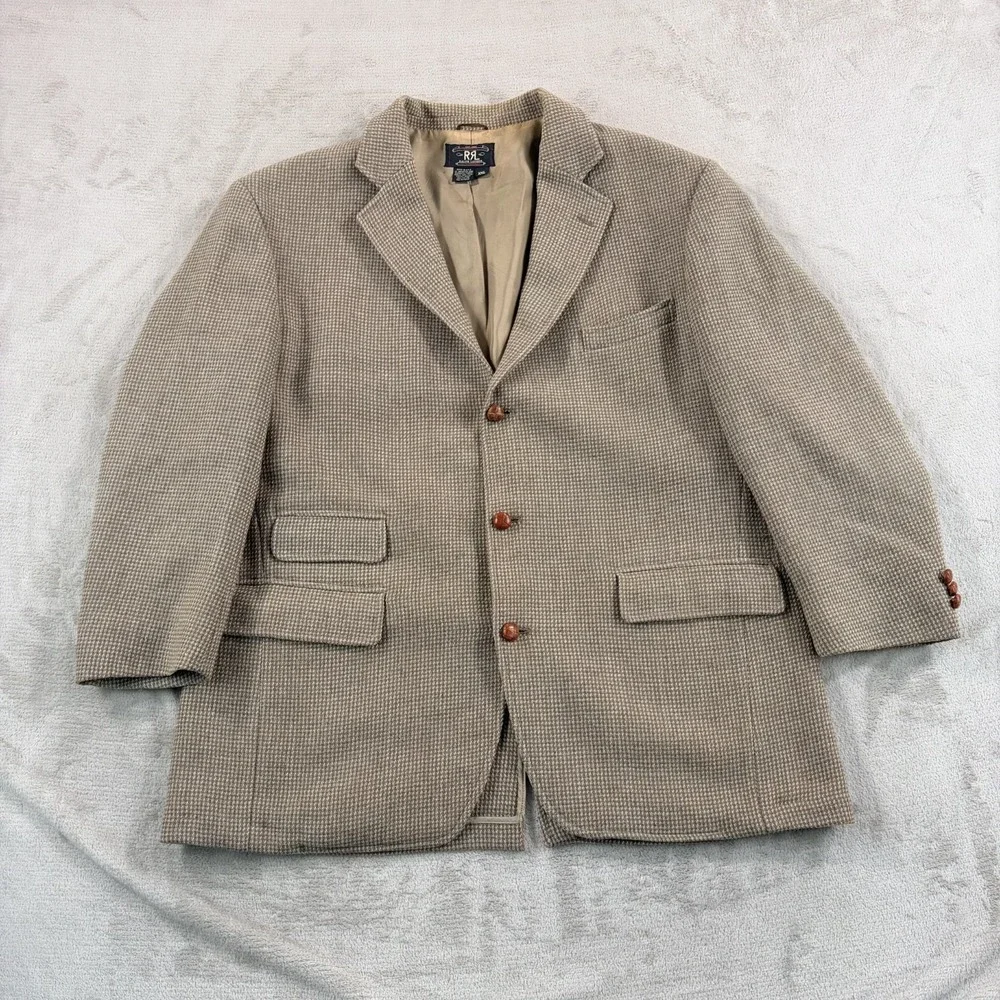 Vintage RRL Ralph Lauren Double RL Wool Tweed Sport Coat Blazer Jacket 2XL USA
